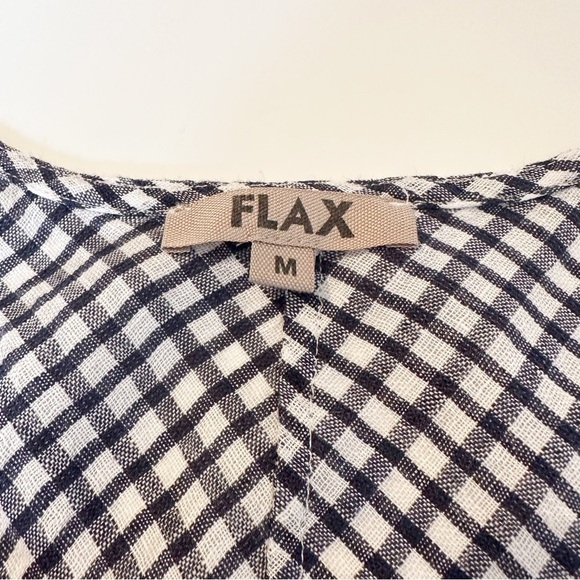 Flax Linen Asymmetrical Airy Navy Gingham Tunic Top - Medium - Picture 5 of 11